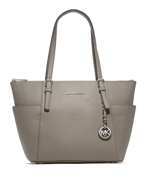 michael kors pearl grey handbag|michael kors signature tote gray.